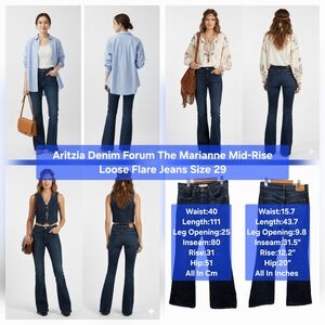 Aritzia Denim Forum The Marianne Mid-Rise Loose Flare Jeans Size 29